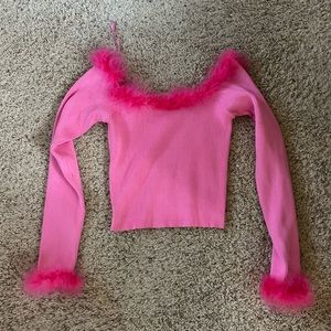 Pink long sleeve crop top